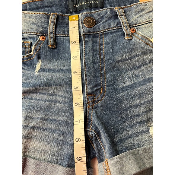 NEW Aeropostale Midi Shorts Distressed Denim Stretch Size 2 - Picture 6 of 11